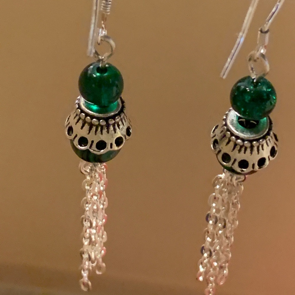 Silver plated and beads earrings